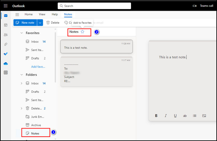 add-notes-to-favourites-on-outlook-web