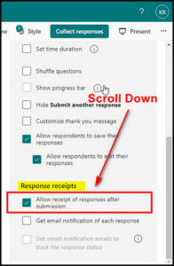 Allow Receipt of Responses After Submission in MS Forms