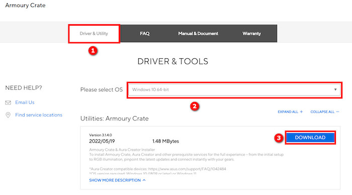 how to download asus armoury crate
