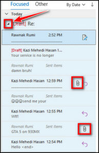 how to find attachments in outlook trail mail