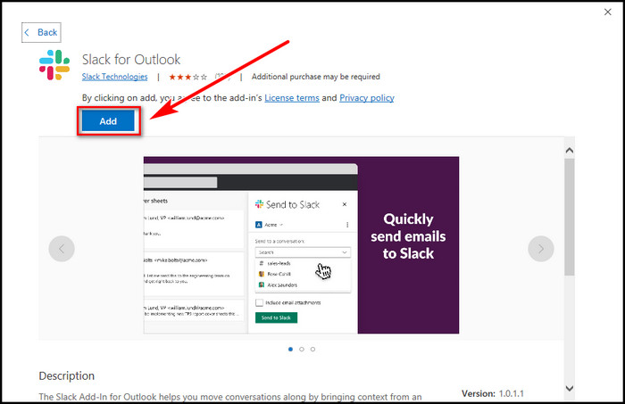 click-on-add-in-slack-for-outlook