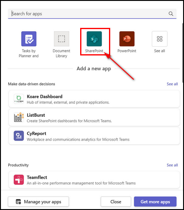 click-on-the-sharepoint-app