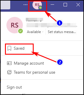 click-profile-icon-and-click-on-saved-to-get-saved-messages-in-teams