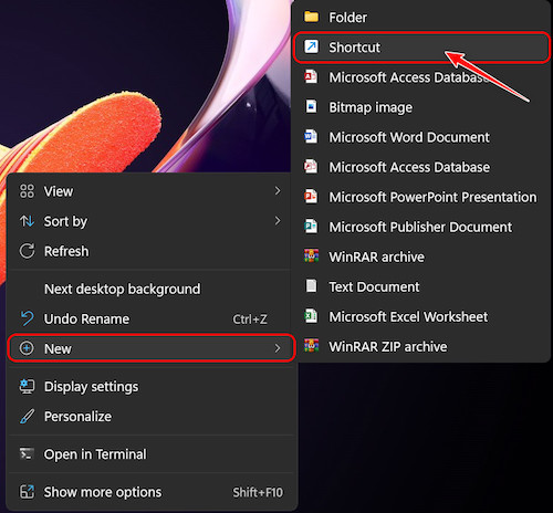 desktop-new-shortcut