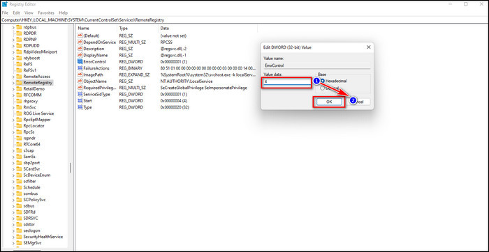 disable-network access-windows7-regedit-remote-registry-input-ok