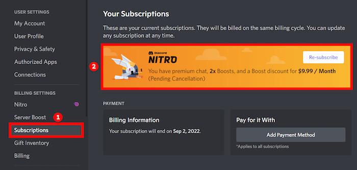 discord nitro subscription