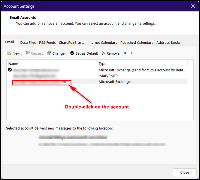 double-click-outlook-account