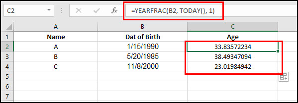 excel-calculate-age-yearfrac-function