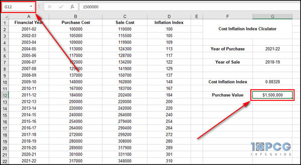 excel-calculate-inflation-index-purchase-value
