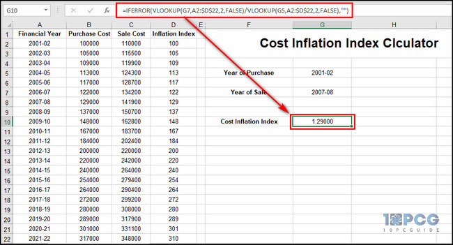 excel-cost-inflation-index-calculator-formula