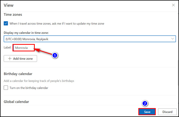 give-time-zone-label-and-click-save-button-outlook-web