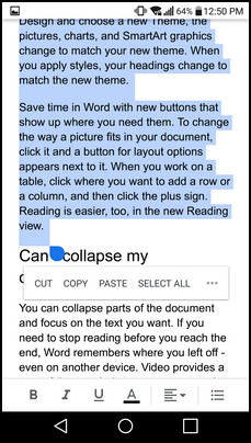 google-docs-app-selected-text