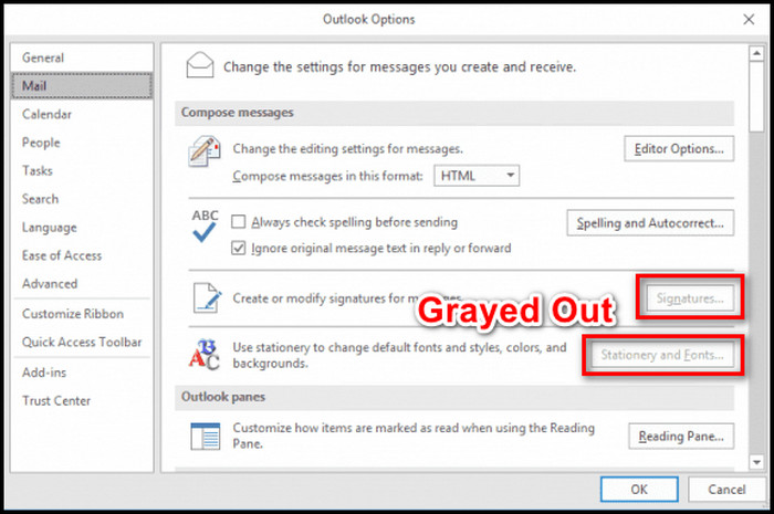 grayed-out-signatures-in-outlook-options