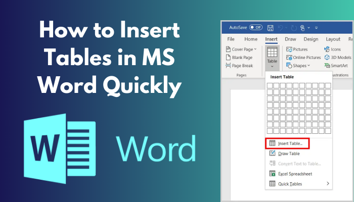 How To Insert Tables In Ms Word Quickly 1 Minute Read 0887