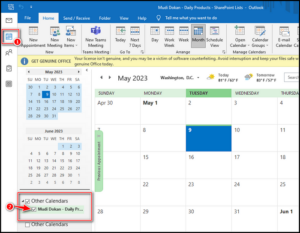 Add a SharePoint Calendar to Outlook Quick Approach
