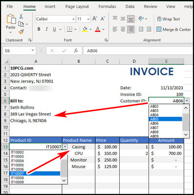 Create Multiple Invoices from MS Excel With Templates