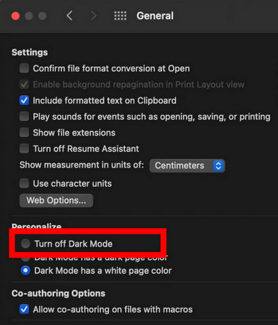 mac-word-preference-tur-off-dark-mode