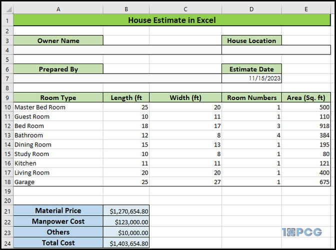 make-house-estimate-in-excel