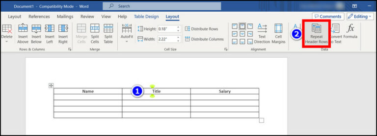 How To Repeat Header Row In Word Make Tables Readable 1473