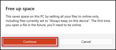 onedrive-free-up-disk-space-continue