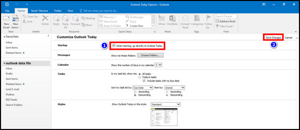 Outlook 2016 Startup Changes 