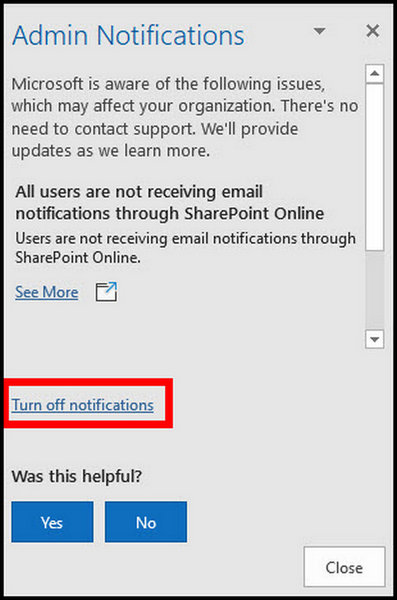 outlook-admin-notifications-turn-off-from-pane