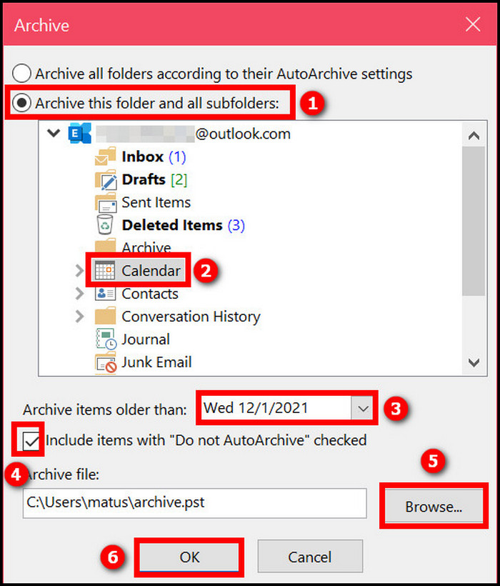 outlook-archive-calendar-items