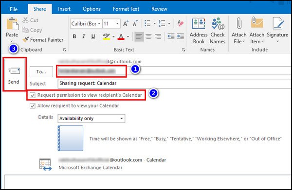 Request Calendar Access in Outlook Ask for Permission