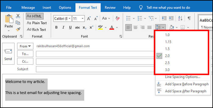 outlook-chnage-line-spacing-quickly