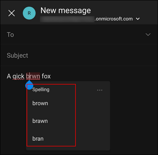 outlook-mobile-spell-suggestion