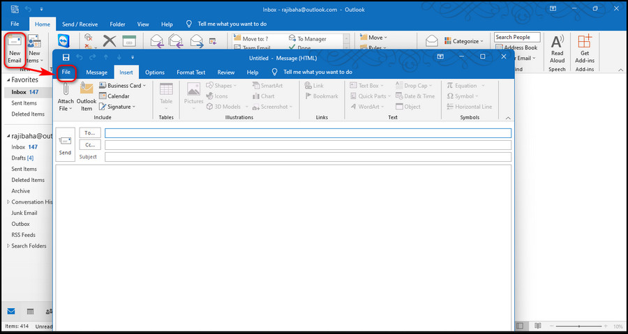 outlook-new-mail-section-file-open