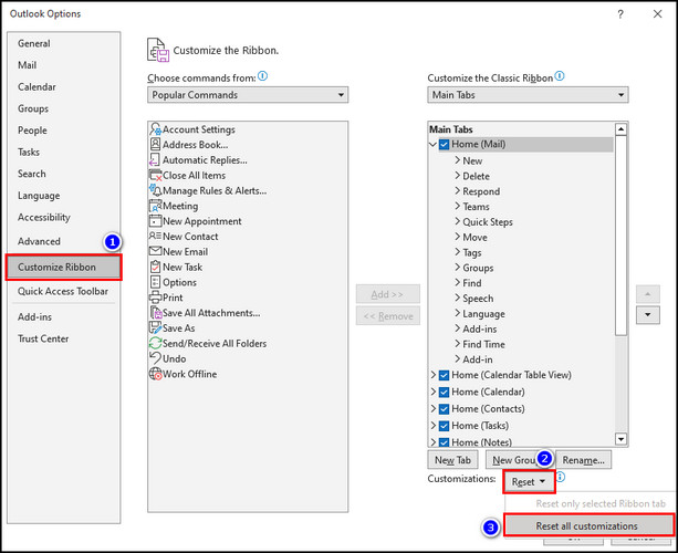 Fix Outlook Ribbon Keeps Resetting Save Custom Toolbar 