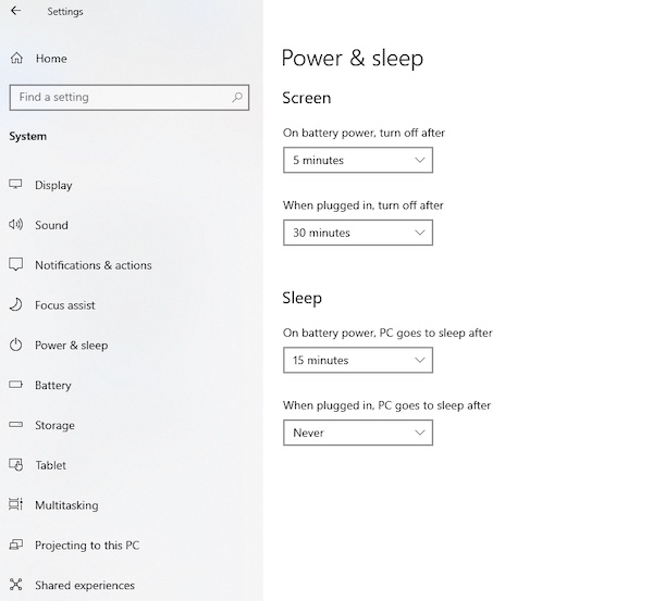 power-and-sleep-settings
