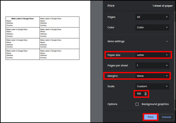 How To Print Labels In Google Docs