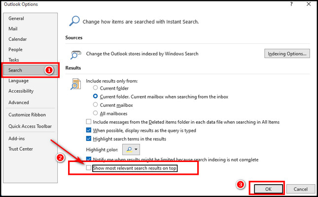 remove-checkmark-to-disable-top-results-in-outlook