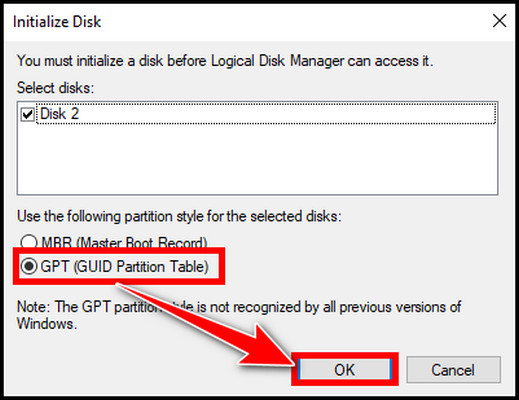 select-gpt-to-initialize-disk