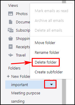 selelct-delete-option-to-delete-folders-yahoo-mail