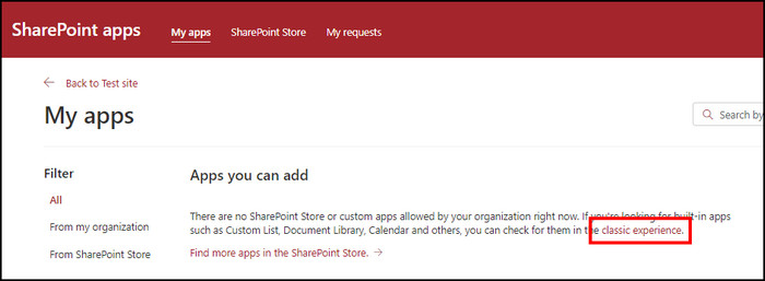 sharepoint-app-classic-experience