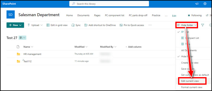 sharepoint-edit-current-view