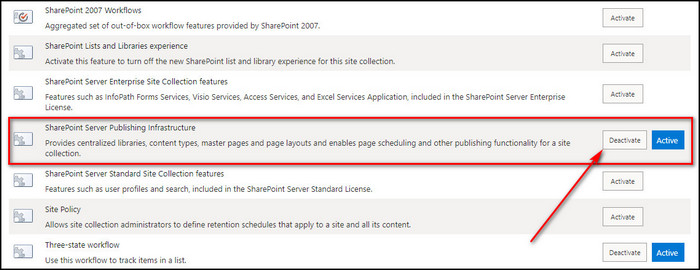sharepoint-publishing-infrastructure-deactivate