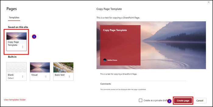 sharepoint-select-page-template