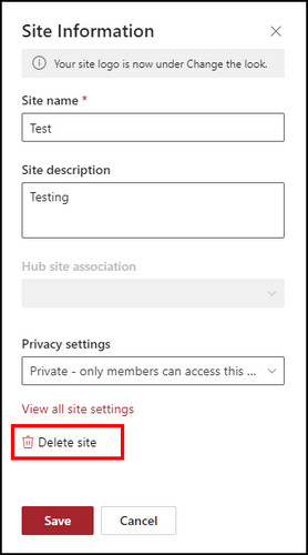 sharepoint-site-information-delete-site