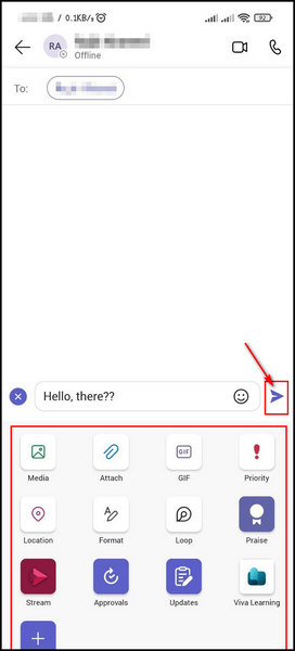 tap-on-send-icon-to-send-message-teams-mobile