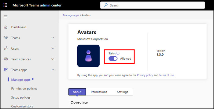 teams-allow-avatars-app-for-teams-enable