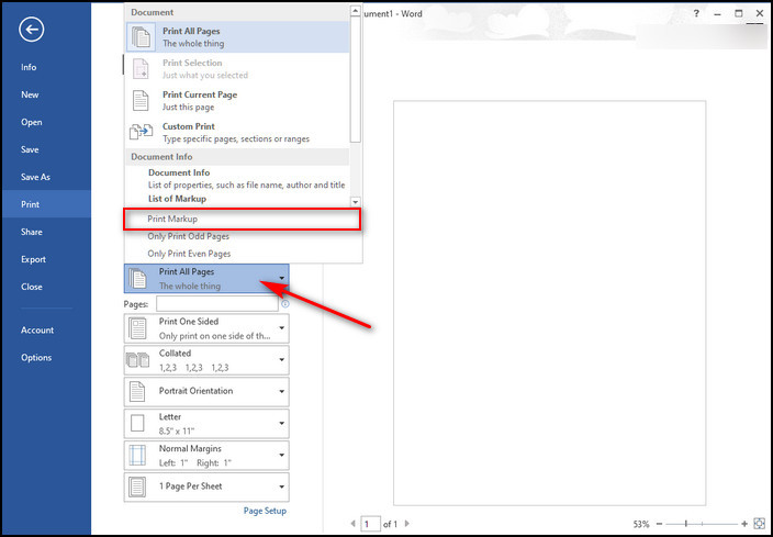 turn-off-ms-word-markup-in-the-print-settings