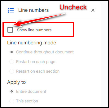 uncheck-show-line-numbers
