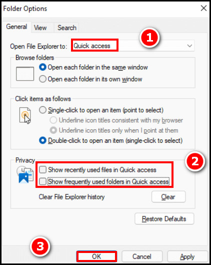 win11-search-icon-file-explorer-options-quick-access-privacy-options-ok