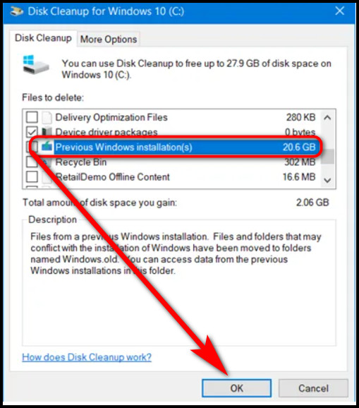 windows-10-disk-cleanup-remove-previous-windows-installation