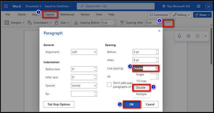 word-online-double-space