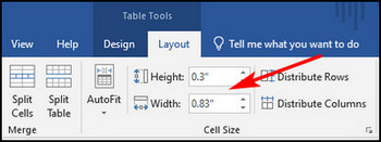 word-table-width-height